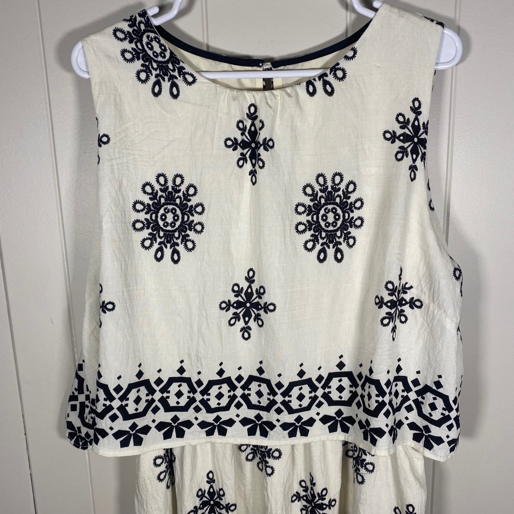 Umgee Cream Crepe Twofer Midi Dress Women's L Resort Travel Vacation Sundress - Picture 3 of 12